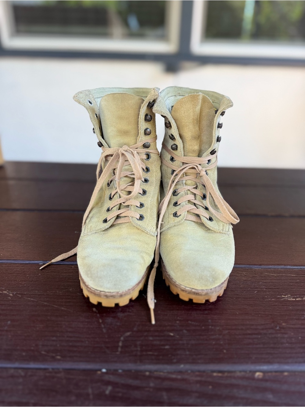 Free Life Tan Suede Lace-Up Combat Boots Size 5-5.5